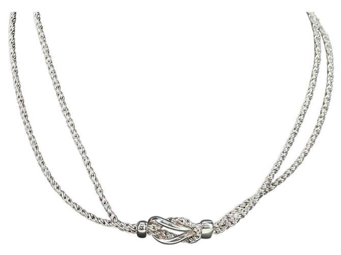 Autre Marque Doppelstrang-Zentral-Knoten-Halskette TIFFANY&Co. aus Ag925 Silber Auth am11156SAM