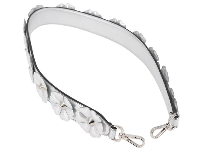 FENDI Cinghia in Pelle 31,5"" Argento Auth ARZ919A