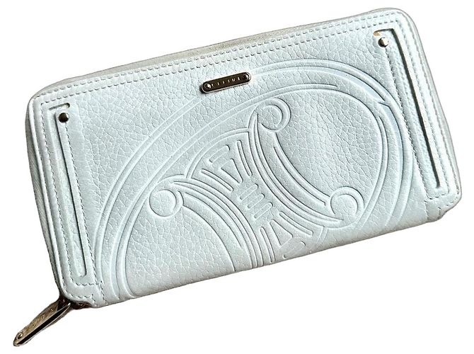 Triomphe Portefeuille compagnon Triumph en cuir blanc Céline