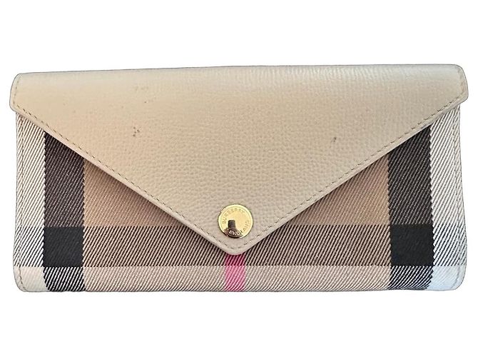 Burberry leather and canvas wallet Multiple colors Beige
