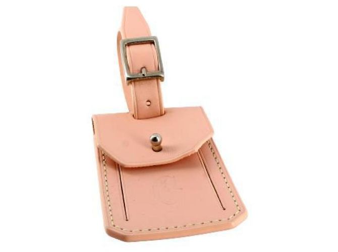 Etichetta per nome in pelle rosa Goyard