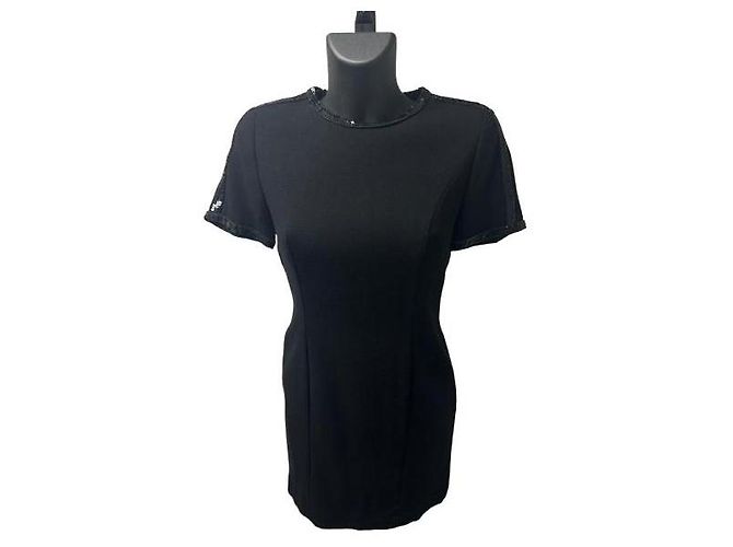 Schwarzes Kleid von Louis Féraud mit Pailletten