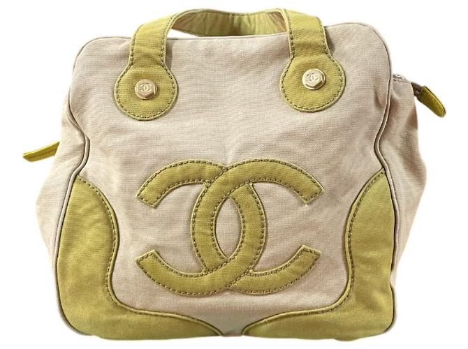 Chanel Canvas Handbag with Contrast Handles