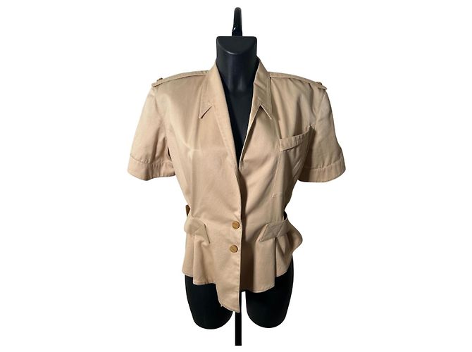 Camicia a maniche corte Thierry Mugler in beige morbido