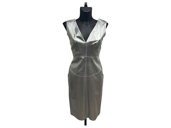 Chanel Silber Lammleder Bleistiftkleid (FW 1999)