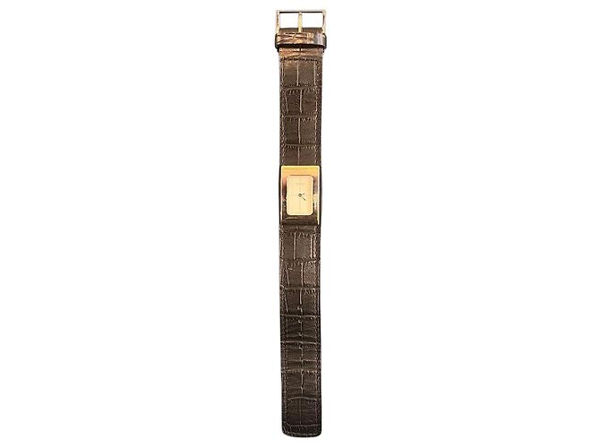 Hermès Watch Black Leather Silver