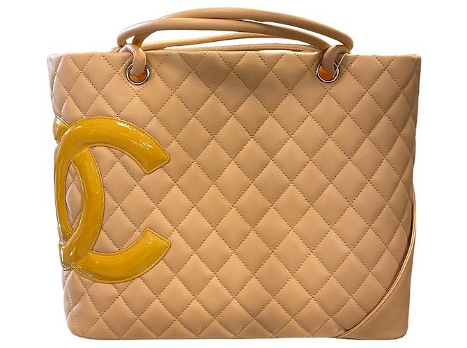 2005 Chanel Cambon Beiger Lammleder gesteppte Double C Handtasche