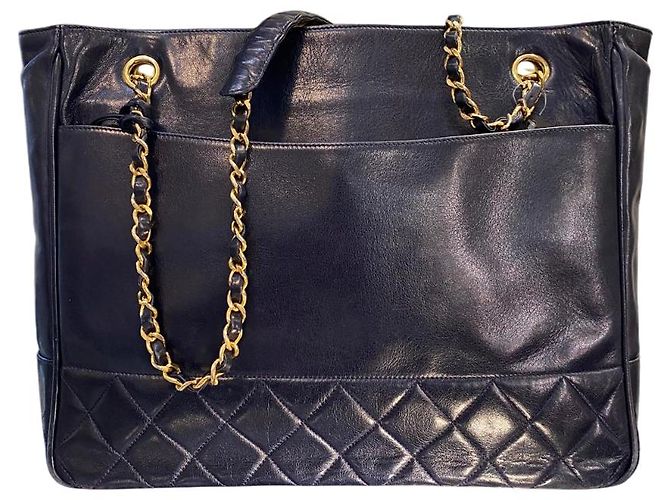 Timeless Chanel Navy Blau Lammleder Tasche 2003