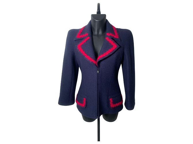 Timeless Chanel Blue and Pink Wool Jacket (FW97)