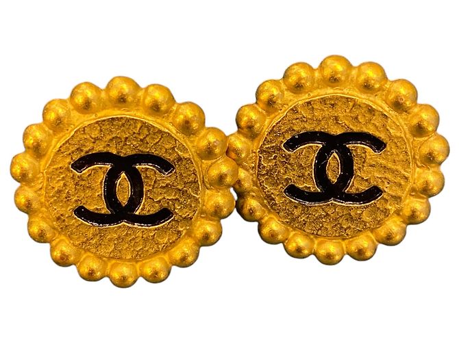 Boucles d'oreilles Chanel Double C dorées 1994