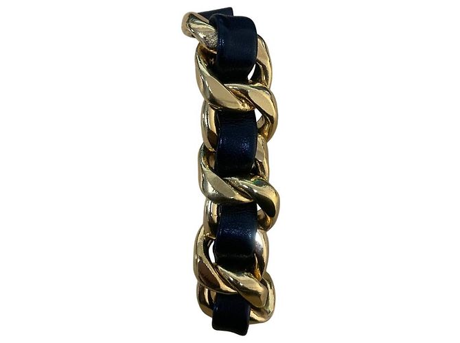 Bracciale in Catena e Pelle CHANEL in Nero