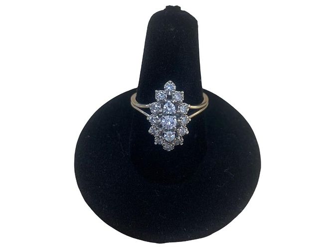 Autre Marque Anello "Marquise" in oro bianco 18K e platino