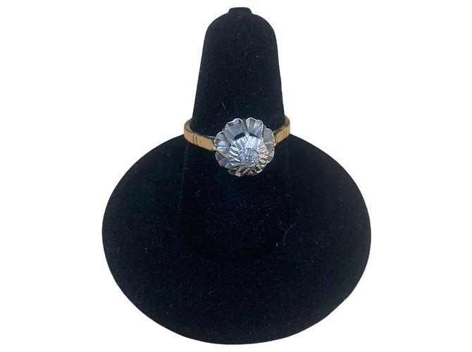 Autre Marque Anello "Solitaire" in oro giallo e bianco 18K