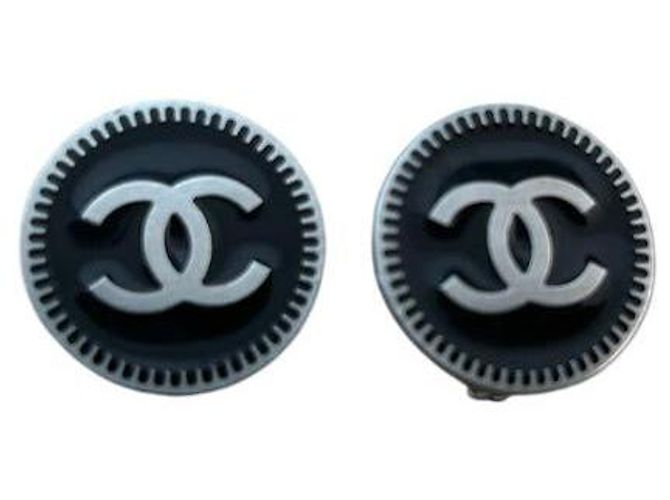 Orecchini CC neri e argento Chanel