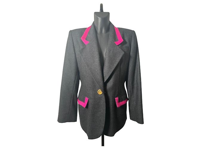Givenchy Grey Wool Blazer with Pink details