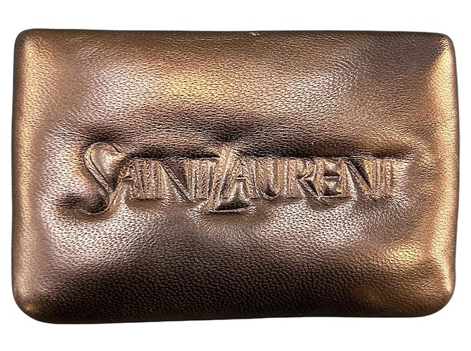 Cartera de cuero negro Saint Laurent con logo