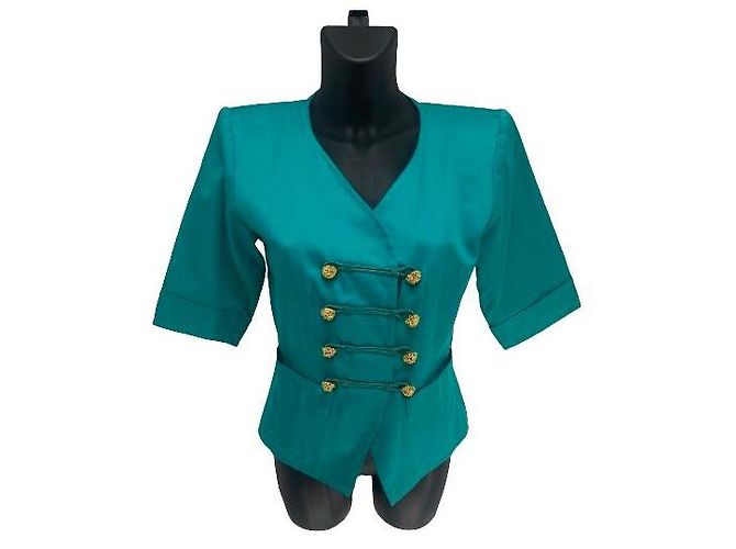 Giacca turchese a maniche corte Yves Saint Laurent 