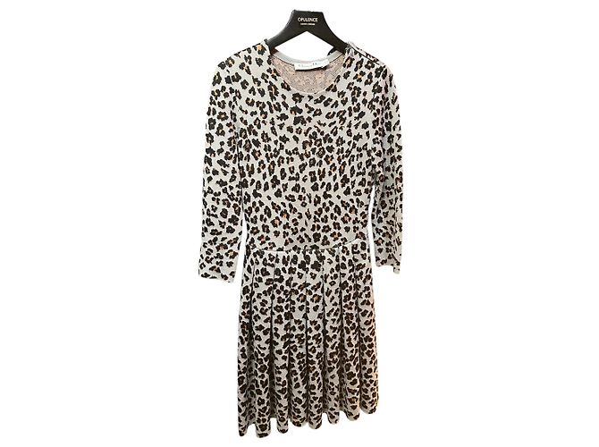 Abito grigio Dior con stampa leopardata