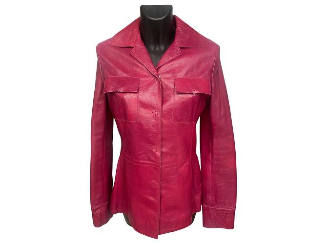 Dolce & Gabbana Dolce&Gabbana Cherry Pink Leather Jacket