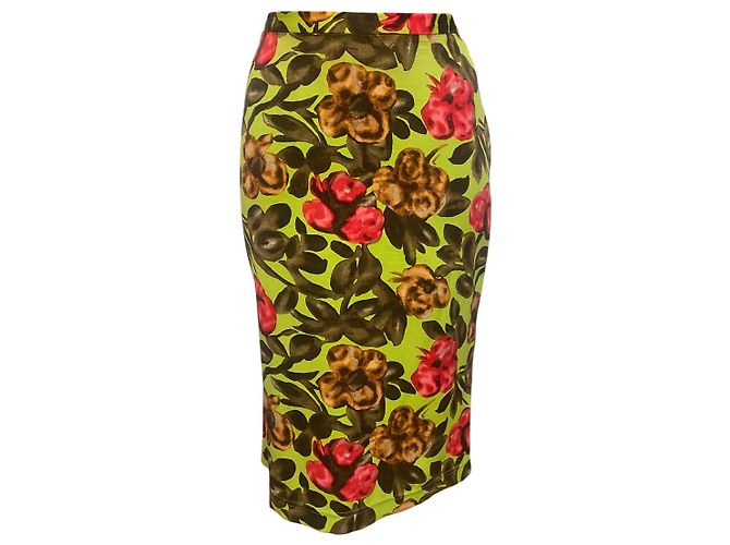 Falda de seda con estampado floral verde Dolce & Gabbana