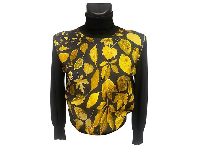 Silk In Hermès Wool and Silk Foliage Print Turtle Neck