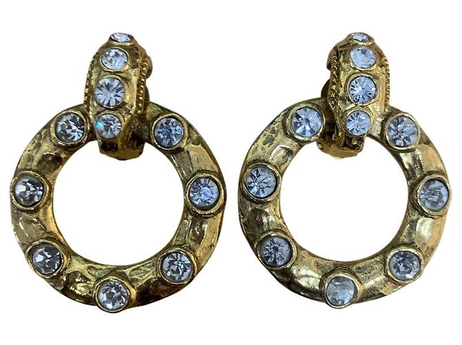 Timeless Brincos de argola Chanel com strass