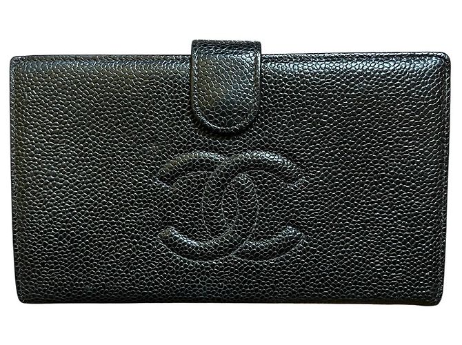 Chanel Grained Leather Wallet with CC Logo
