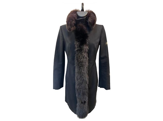 Black Prada fur coat