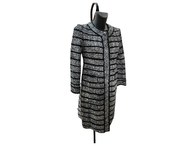 Marc Jacobs Schwarz-Weiß Tweed-Mantel Größe 4 Vintage Designerjacke