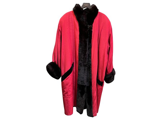 Yves Saint Laurent Red Fur Coat 