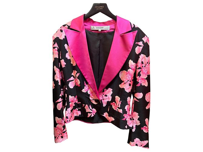 Giacca Nera Floreale Tailored Jean Louis Scherrer