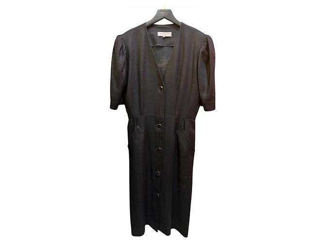 Abito in lino nero Yves Saint Laurent 