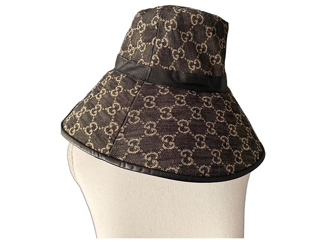 Cappello Gucci GG tesa larga Grigio Grigio antracite