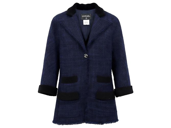 Amazing Chanel Wool Runway Jacket Blue