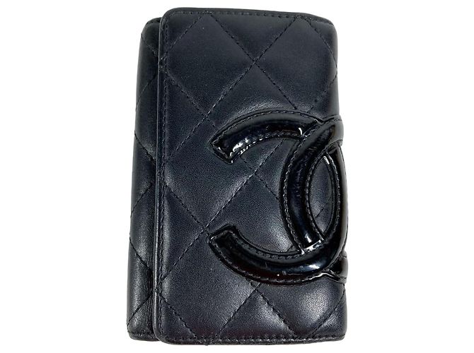 Chanel Cambon Line CC Coco Mark Leather Keycase Black