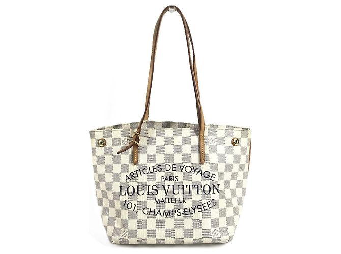 Bolsa de Ombro Cabas PM Damier Azur da Louis Vuitton Branco