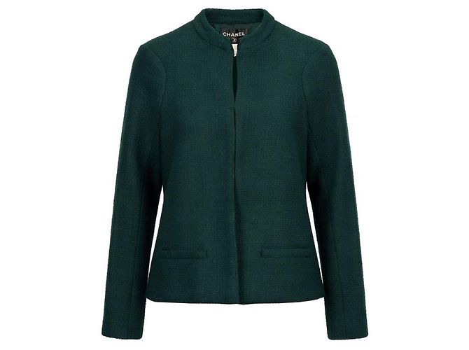 Incredibile giacca verde in lana Chanel da passerella
