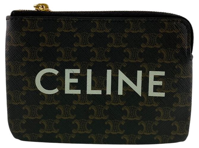 Céline Celine Triomphe Coin Case Wallet in Brown