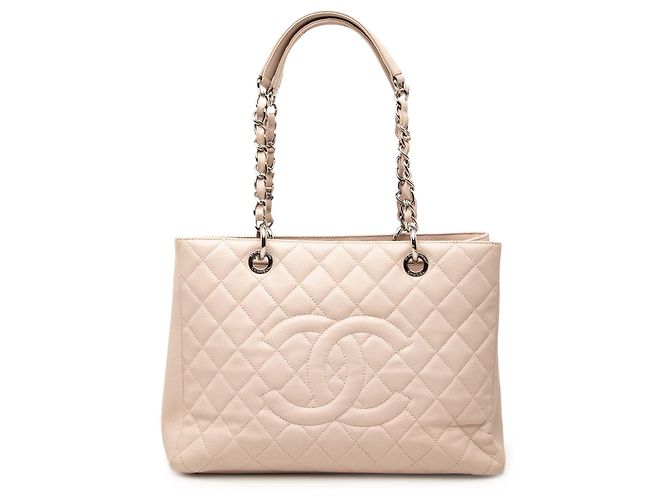 Bolsa de compras grande em caviar rosa Chanel