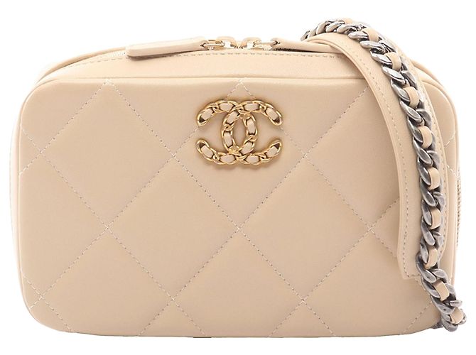 Camera Chanel Beiger Lammleder 19 Kamera Tasche