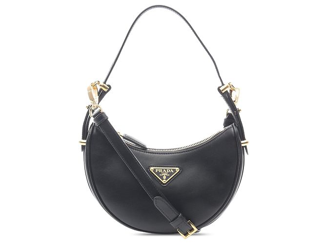 Prada Sac Arqué Mini Doux en Veau Noir