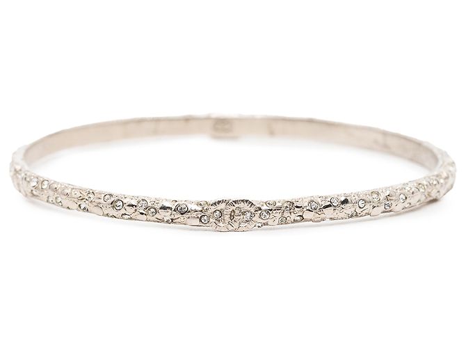 Pulseira de strass prateada CC da Chanel Prata