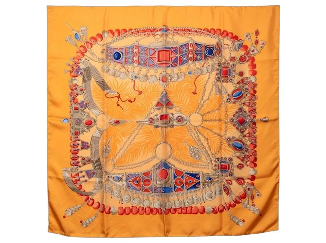 Sciarpa Hermès Carré 90 Terre Preziose Multicolore Arancione