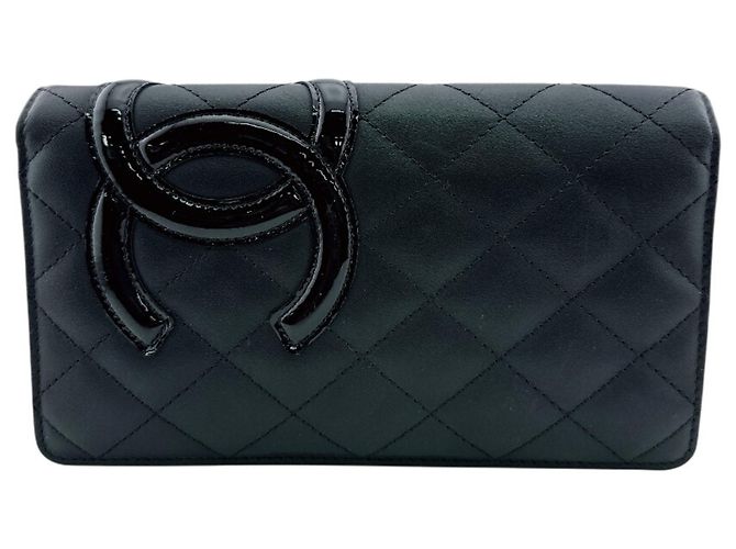 Cartera Larga Chanel Línea Cambon Negro Rosa