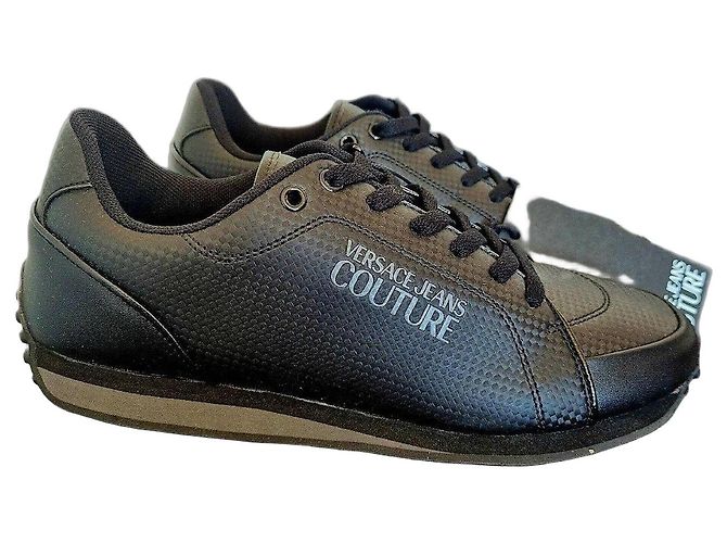 Schwarze Leder-Sneaker von Versace Jeans Couture