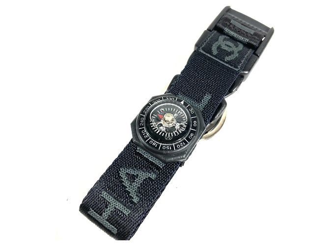 Bracciale in tela nera Chanel Nero