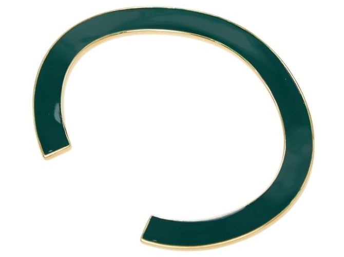Pulseira de bangles curva Bottega Veneta Prata Dourado Verde