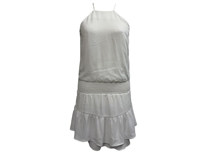 Autre Marque Krisa Halterneck Mini Kleid aus weißem Polyester Roh