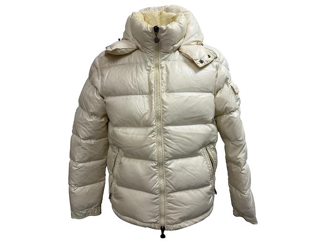Jaqueta Puffer Moncler Maya em nylon branco Cru