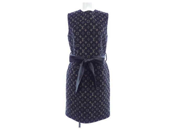 Vestido de seda misto Louis Vuitton Preto Bege